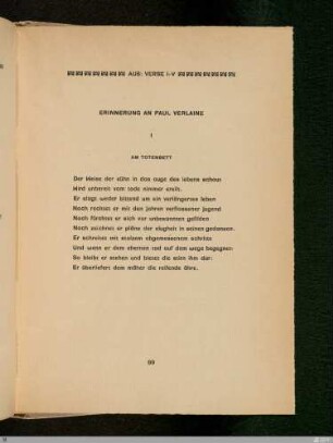 Erinnerung an Paul Verlaine I