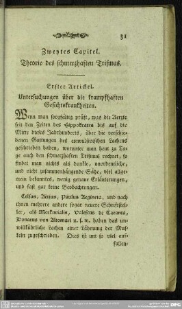 Zweytes Capitel. Theorie des schmerzhaften Trismus