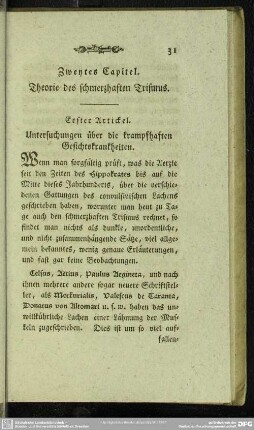 Zweytes Capitel. Theorie des schmerzhaften Trismus