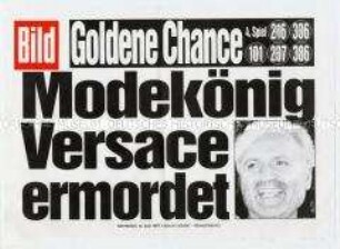 Maueranschlag der "Bild"-Zeitung: "Modekönig Versace ermordet"