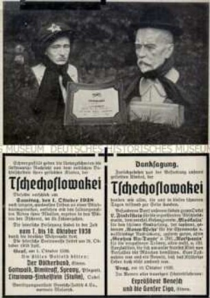 Postkarte mit Todesanzeige für die Tschechoslowakei
