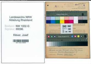 Entnazifizierung Josef Klever, geb. 03.10.1891 (Schlosser)