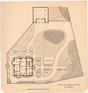 Kunstgewerbeausstellung 1904, Breslau Einfamilienhaus: Lageplan mit Garten