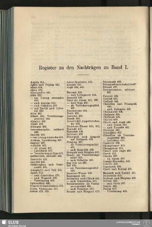 Register zu den Nachträgen zu Band I