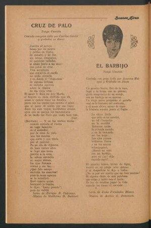 Cruz de palo : Tango canción. Cantada con gran éxito por Carlitos Gardel y grabados en discos