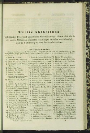 Zweite Abtheilung. Vollständige Uebersicht sämmtlicher Geschäftszweige ...