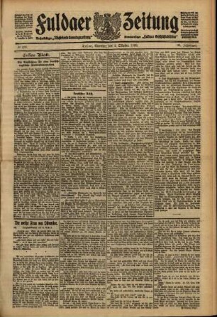 Erste Ausgabe vom Samstag, den 02. Oktober 1909.