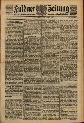 Erste Ausgabe vom Samstag, den 02. Oktober 1909.