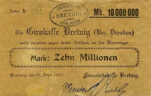 Notgeld - 10 Mill. Mark