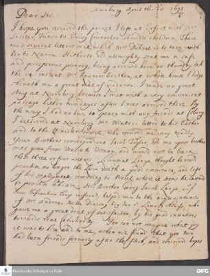 Brief von Heinrich Wilhelm Ludolf an August Hermann Francke.