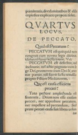 Quartus Locus. De Peccato.