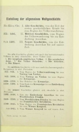 Einteilung der allgemeinen Weltgeschichte