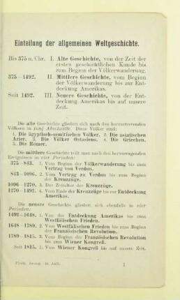 Einteilung der allgemeinen Weltgeschichte