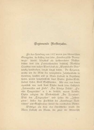 Beginnende Meisterjahre