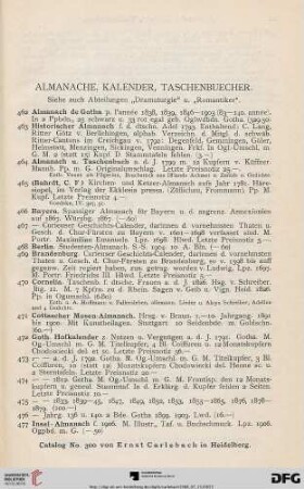 Alamanche, Kalender, Taschenbücher (Nr. 462-496)