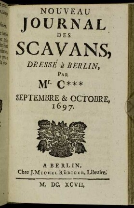 Septembre & Octobre, 1697.