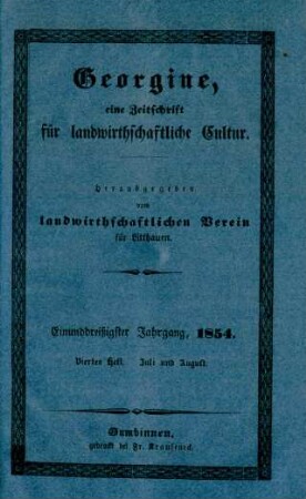 Einunddreißigster Jahrgang, 1854. Viertes Heft. Juli und August.