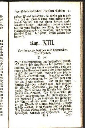 Cap. XIII. Von hypochondrischen und hysterischen Krankheiten.