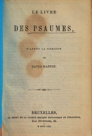 Le Livre des Psaumes