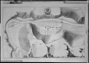 Das Bergwerks-oder Saturnusfest im Plauenschen Grund am 26. September 1719, Lageplan mit den anläßlich des Festes errichteten Bauten