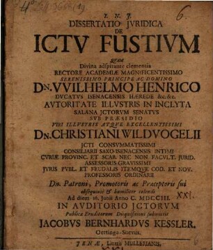Dissertatio Jvridica De ICtv Fustivm