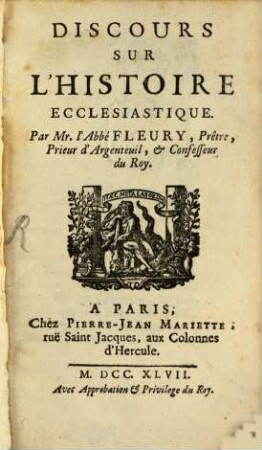 Discours sur l'histoire ecclesiastique