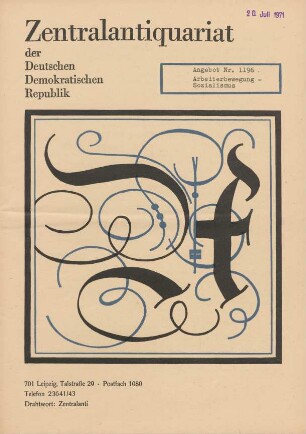 Nr. 1196: Arbeiterbewegung - Sozialismus