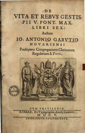 De vita et rebus gestis Pii V. Pont. Max. : libri VI.