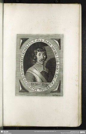Paris Spanko Lib: Baro Sac: Caes: Regiaeq[ue] Maiestatis Equitum Vice Colonellus Ao. 1649.