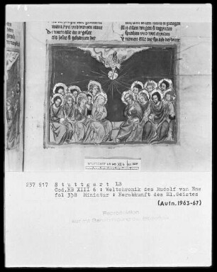 Weltchronik - Bruder Philipp — ---, Folio 256recto-342verso---, Folio 256recto-342versoPfingsten, Folio 338recto