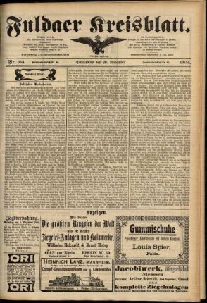 Zweite Ausgabe vom Samstag, den 26. November 1904.