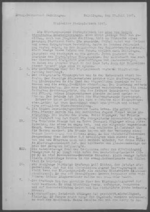 Strümpfelbach: Visitationsbericht mit Pfarrbericht 1947