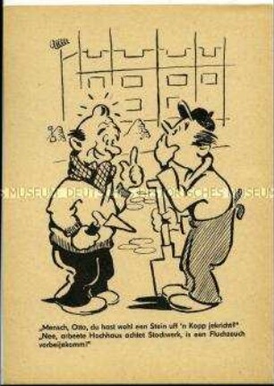 Postkarte mit Karikatur aus der Berliner Zeitung