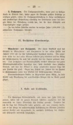 IX. Verschiedene Erwerbszweige.