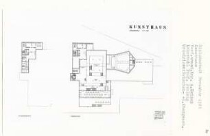 Kunsthaus, Bielefeld-Mitte (Diplomarbeit bei Peter Poelzig): Grundrisse Zwischengeschoss und 1. Obergeschoss 1:200