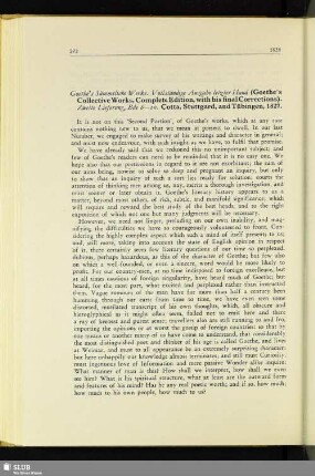 Goethe's Sämmtliche Werke. Vollständige Ausgabe letzter Hand (Goethe's Collective Works, Complete Edition, with his final Corrections). Zweite Lieferung, Bde 6-10. Cotta, Stuttgard, and Tübingen, 1827 : [The Foreign Review, and Continental Miscellany. London, Volume II. No. 3, 1828]