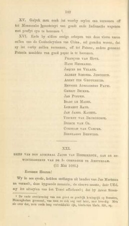 XXI. Brief van den Admiraal Jacob van Heemskerck, ... (11 Mey 1601)