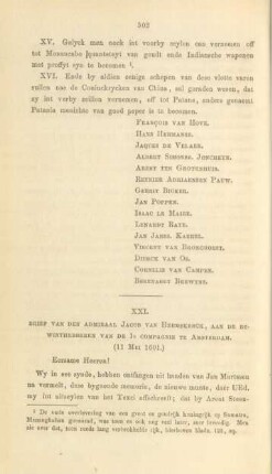 XXI. Brief van den Admiraal Jacob van Heemskerck, ... (11 Mey 1601)