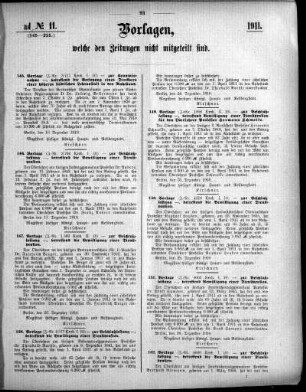 Anlage: ad No.11 (145-225.), Vorlagen, welche den Zeitungen nicht mitgeteilt sind