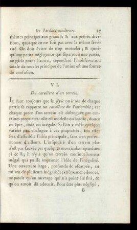 VI. Du caractere d'un terrein.