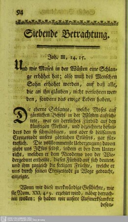 Siebende Betrachtung. Joh. III, 14. 15