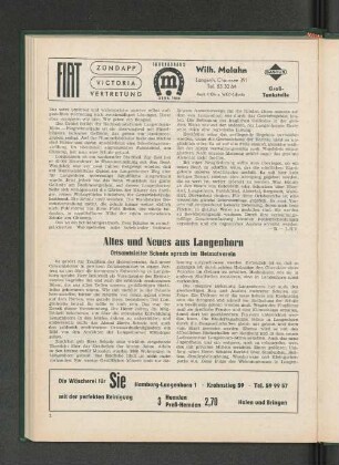 Altes und Neues aus Langenhorn Ortsamtsleiter Schade sprach im Heimatverein