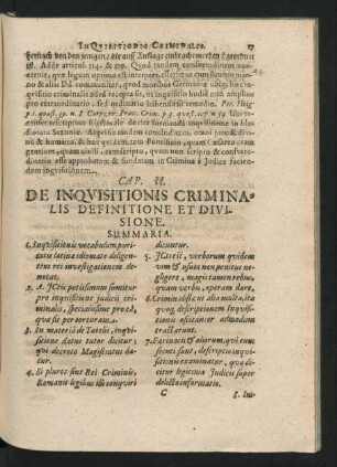 Cap. II. De Inquisitionis Criminalis Definitione Et Divisione.