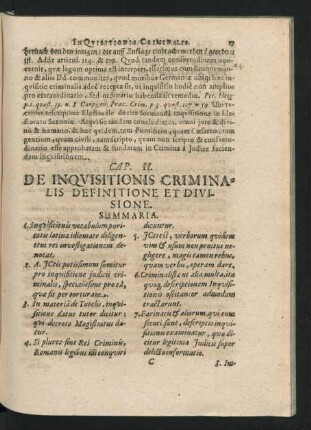 Cap. II. De Inquisitionis Criminalis Definitione Et Divisione.