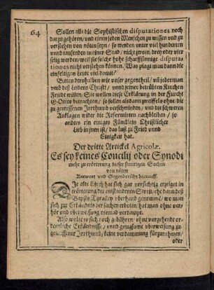 Der dritte Artickel Agricolae.