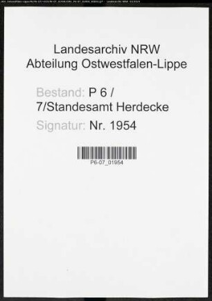 Sterberegister Standesamt Herdecke