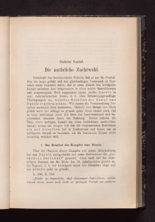 Sechstes Kapitel. Die natürliche Zuchtwahl.