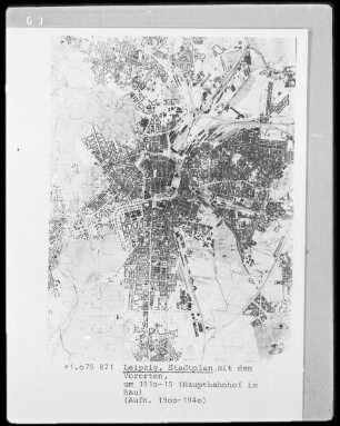 Stadtplan Leipzig (mit den Vororten, Hauptbahnhof im Bau)