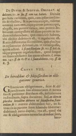 Caput VIII. De heredibus & fideiussoribus in obligatione generica