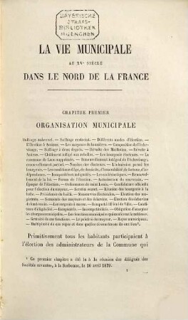 La vie municipale au XVme siècle dans le nord de la France